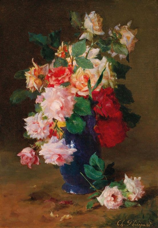 Roses in a Vase as a canvas print