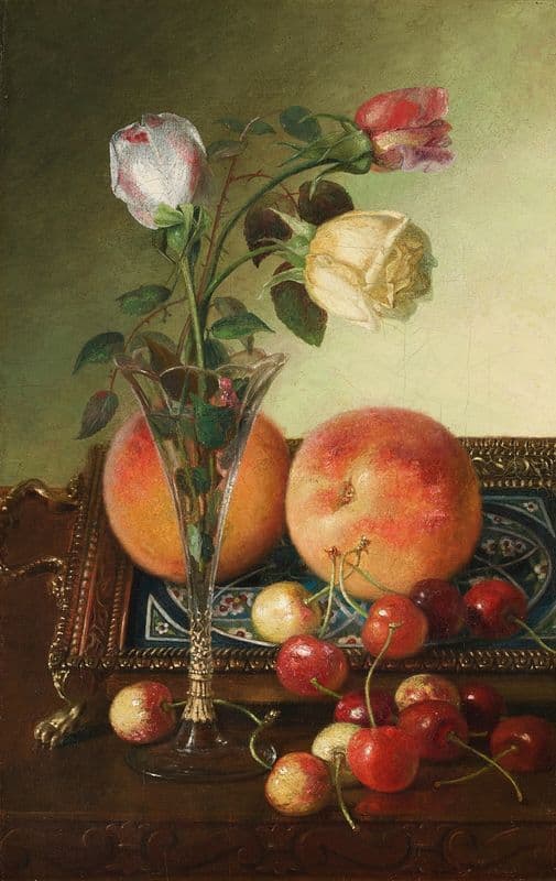 Roses, Peaches & Cherries as a canvas print
