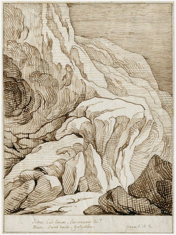 Rotslandschap met bijschrift: ‘…sans doute Golgotha.’ as a canvas print