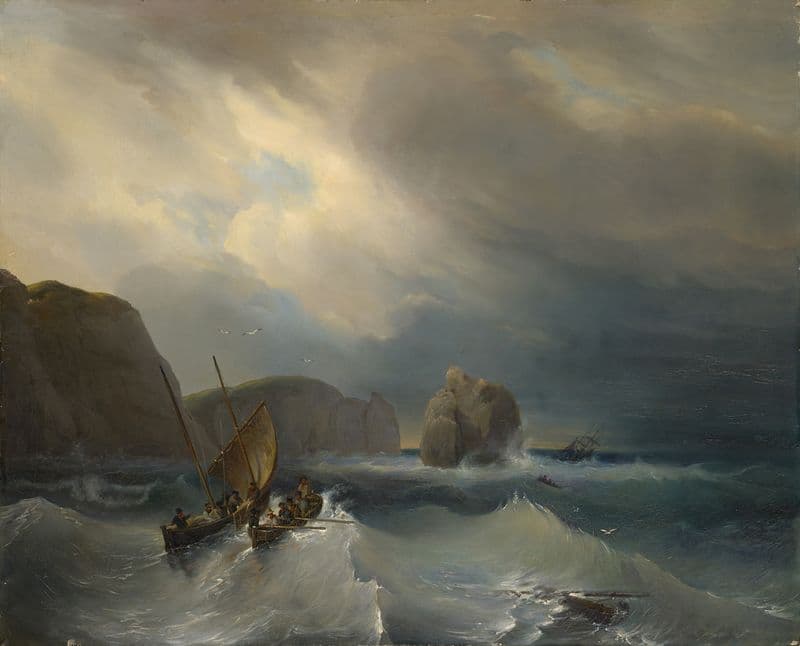 Rough Sea with Ships as a canvas print