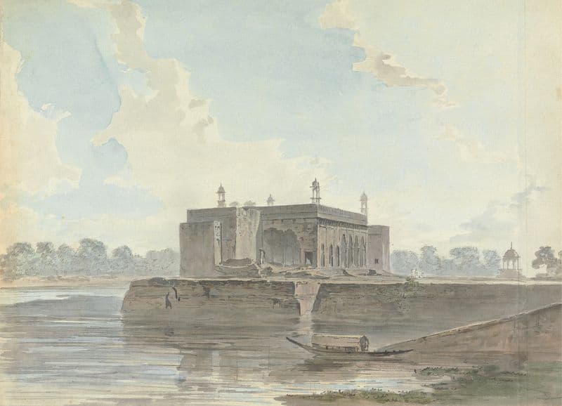 Ruined Palace by a River as a canvas print