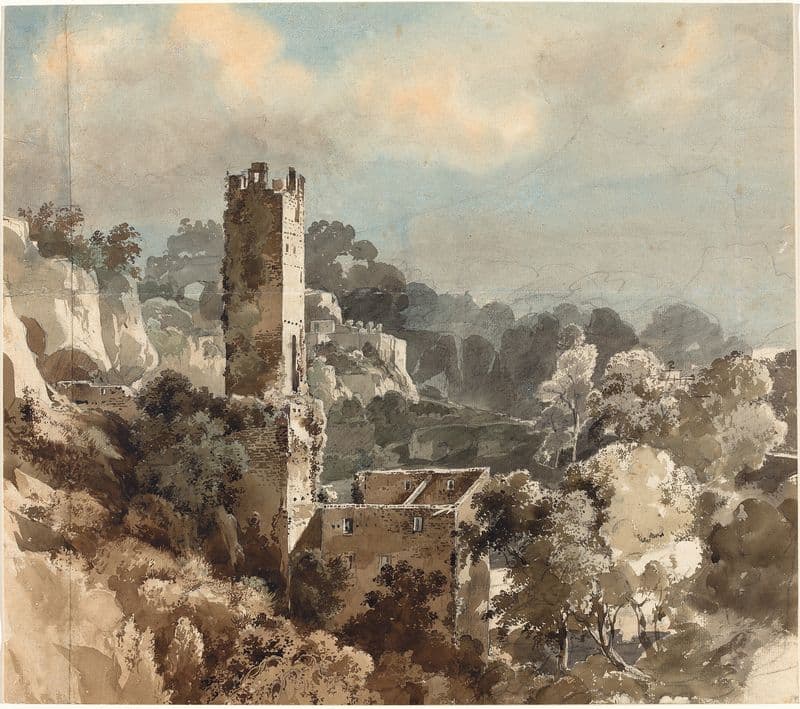 Ruins of a Fortified Tower among Wooded Hills (1816-1821) as a canvas print