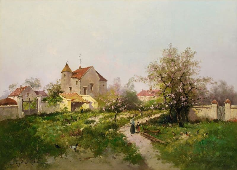 Rural Scene In The Barbizon Suburbs as a canvas print