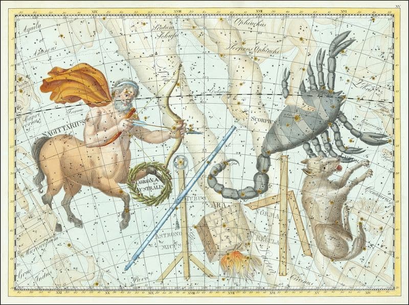 Sagittarius, Scorpius, Corona Australis, Ara, Lupus, Tubus, Norma Regula, Astronomicus as a canvas print
