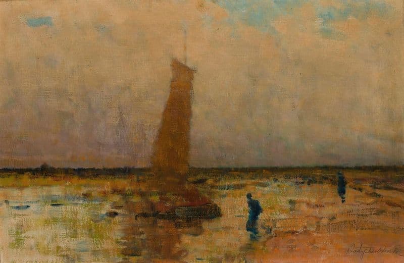 Sail boat at the sea coast as a canvas print