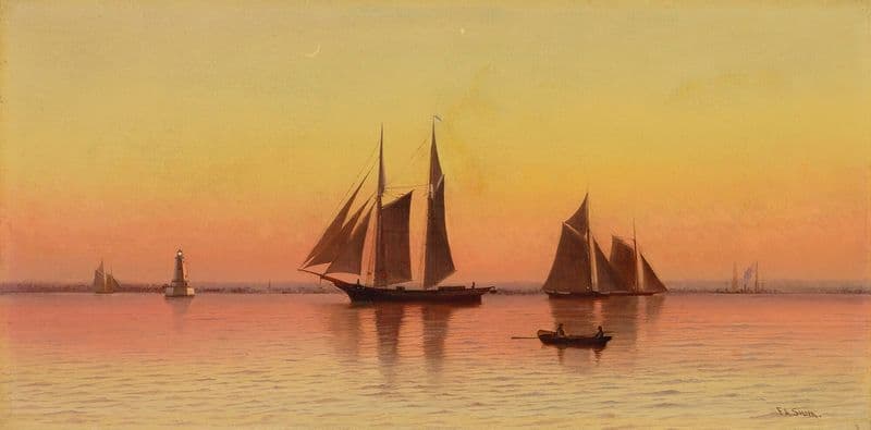 Sailboats At Sunset as a canvas print