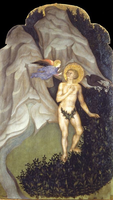 Saint Benedict Tempted in the Wilderness (1415 - 1420) as a canvas print