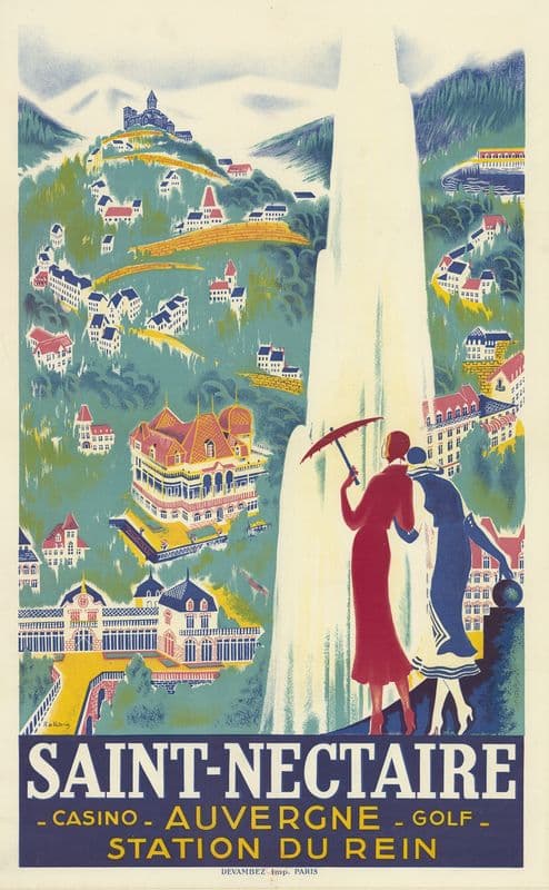 Saint-Nectaire casino – Auvergne – golf. Station du rein as a canvas print