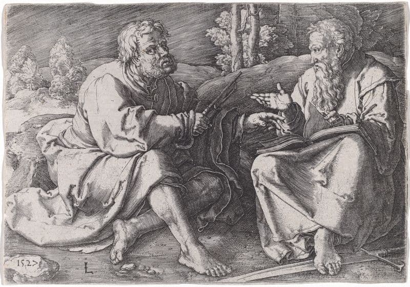 Saints Peter and Paul Seated in a Landscape as a canvas print