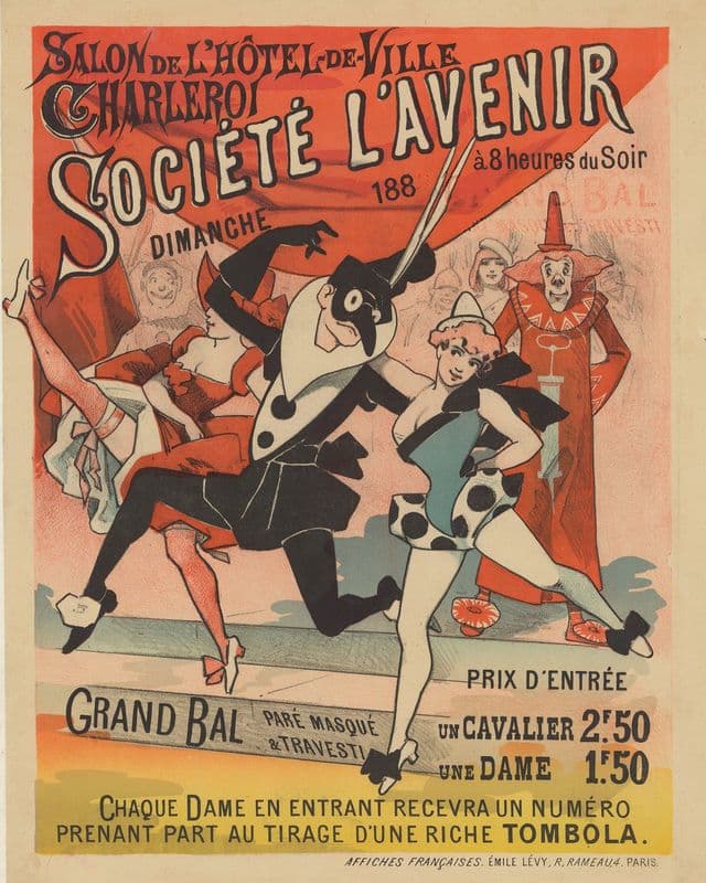 Salon de l’Hôtel de ville, Charleroi. Société l’Avenir, Grand bal as a canvas print