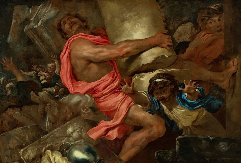 Samson destroying the Temple of the Philistines as a canvas print