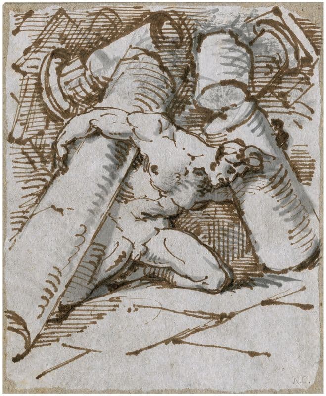 Samson verwoest de zuilen van de tempel as a canvas print