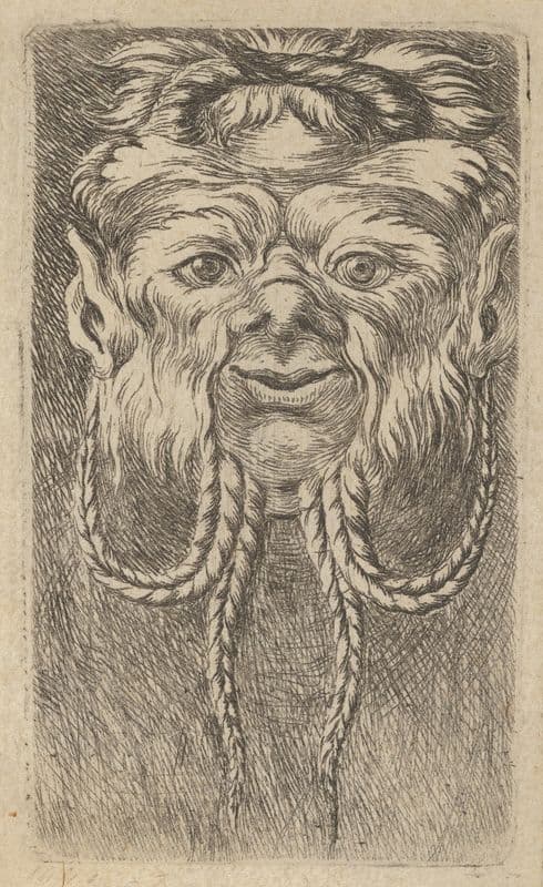 Satyr Mask with Overlapping Horns and Four Braided Strands of Beard (1635–1645) as a canvas print