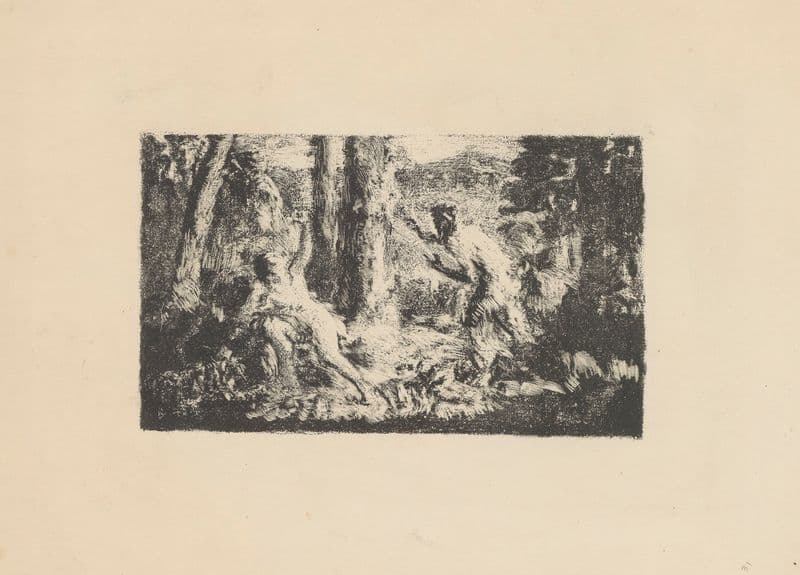 Satyre courant derrière une nymphe as a canvas print