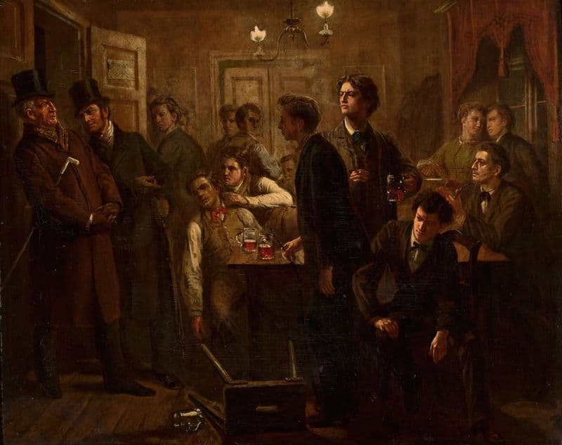 Scene from a beer-house or a tavern as a canvas print