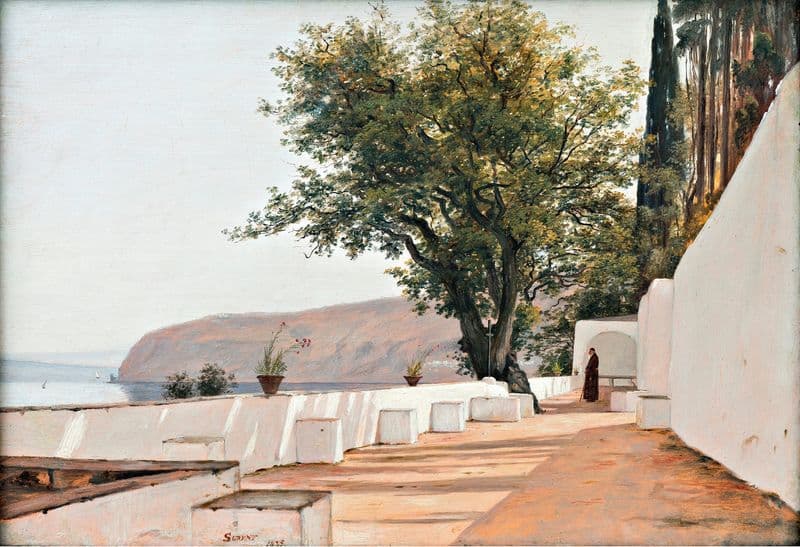 Scene near Sorrento overlooking the Sea as a canvas print