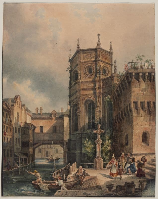Scene on a Canal (1800s) as a canvas print