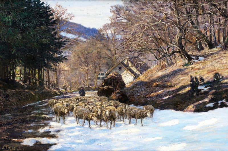 Schäfer mit Herde as a canvas print