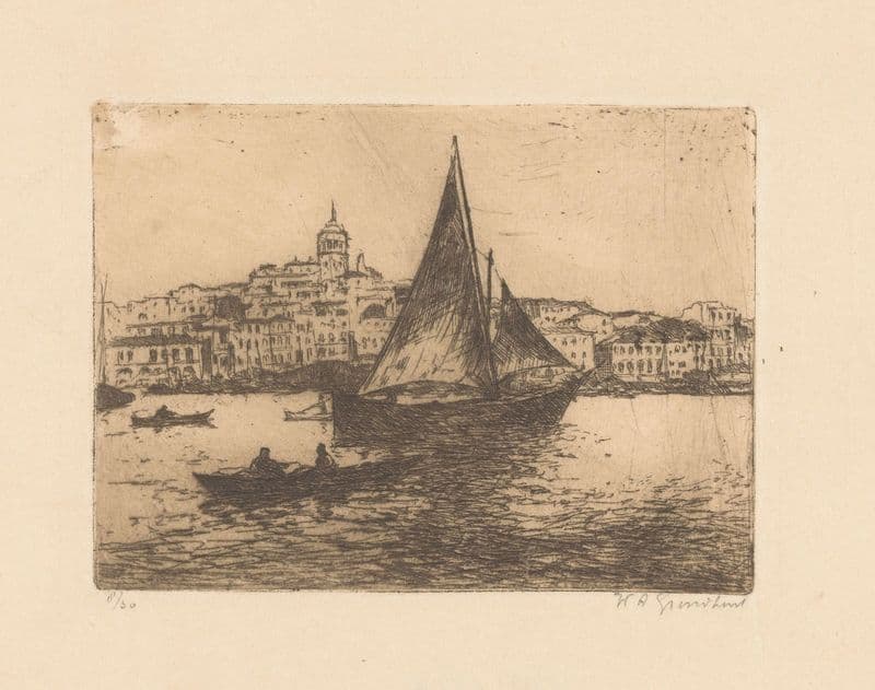 Schepen op het water in Constantinopel (1888-1934) as a canvas print