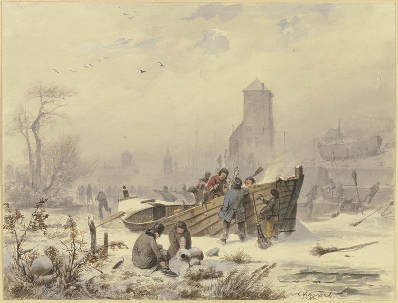 Schiffer bei einem eingefrorenen Schiffe (1836-1837) as a canvas print