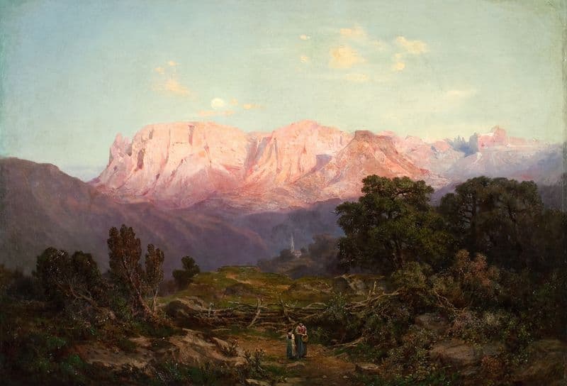 Schlern mit Rosengarten von Rampeun aus gesehen as a canvas print