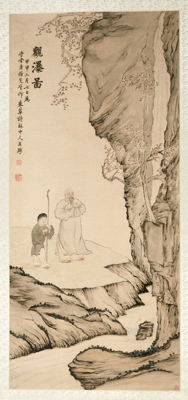 Scholar Watching the Waterfall as a canvas print