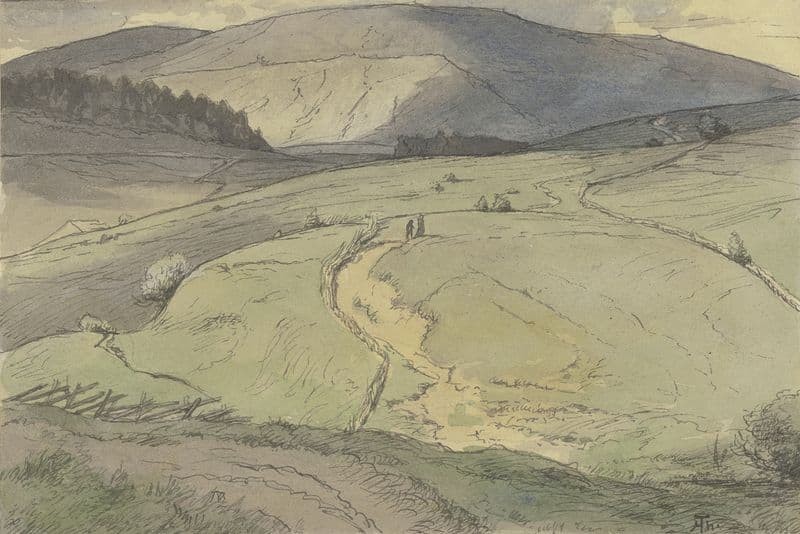 Schwarzwaldlandschaft, Blick über hügelige Wiesen auf höhere Berge as a canvas print