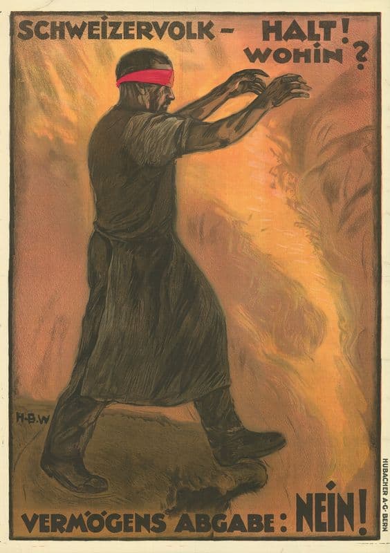 Schweizervolk – Halt! Wohin – Vermögens Abgabe; Nein! as a canvas print