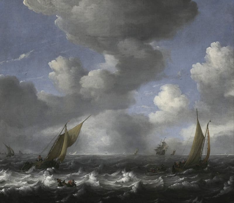 Seascape and Fishing Boats as a canvas print