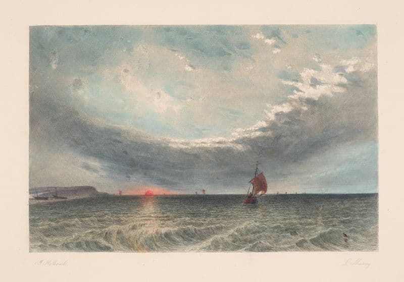 Seascape at sunset (James Holland) as a canvas print