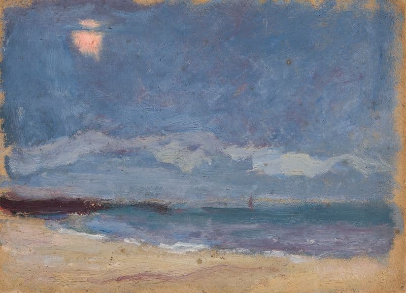 Seascape (the sun behind a cloud) as a canvas print