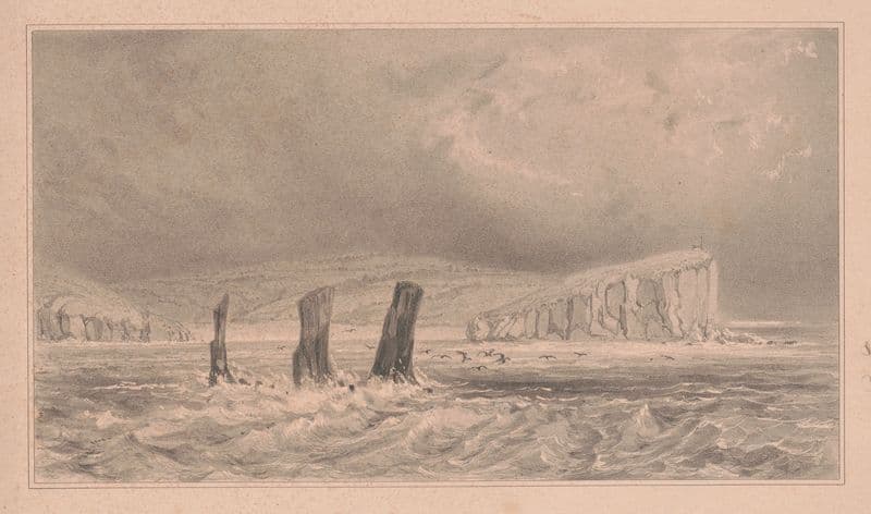 Seascape with three pinnacles (1845-1875) as a canvas print
