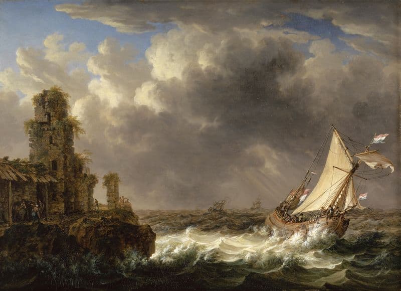 Seashore with Rough Waters as a canvas print