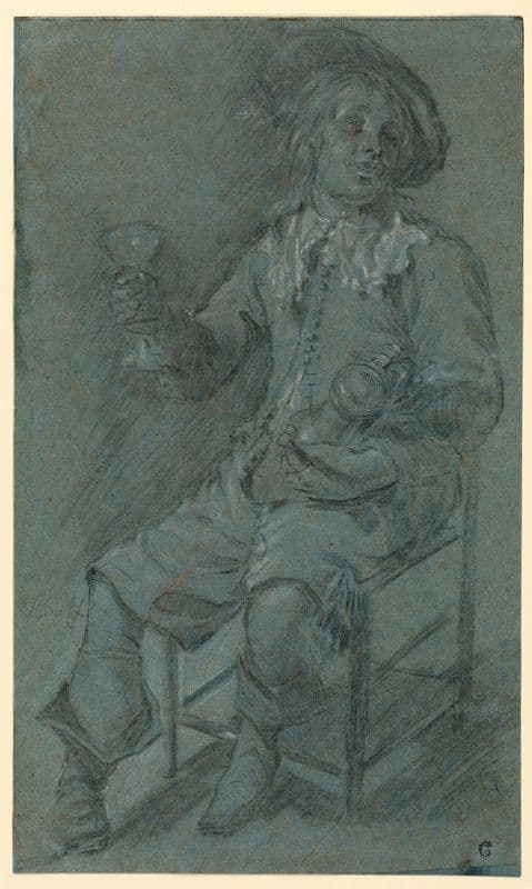 Seated Cavalier with Wine Glass as a canvas print