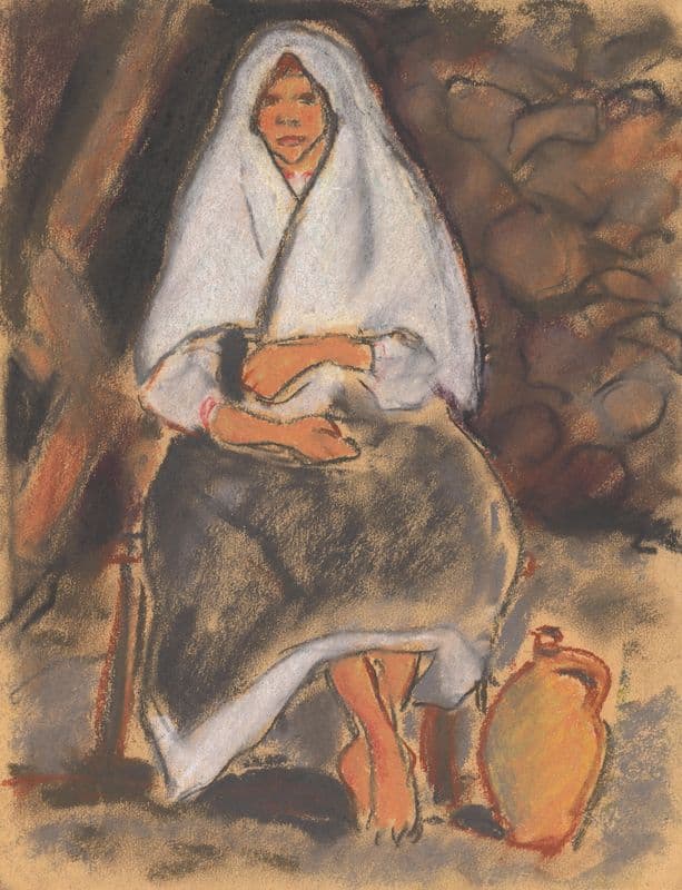 Seated Girl with a Jug as a canvas print