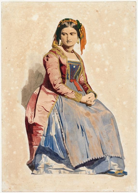 Seated Italian Woman (1800s) as a canvas print