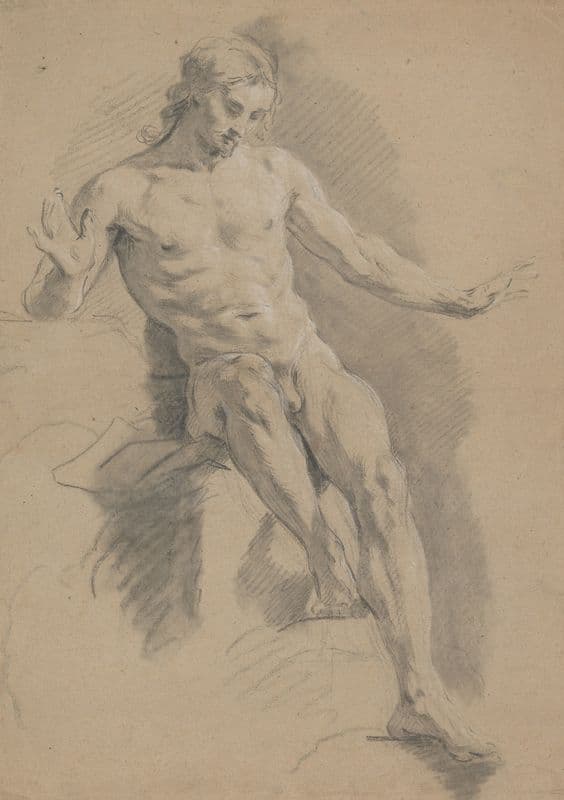 Seated Male Nude (ca. 1740) as a canvas print
