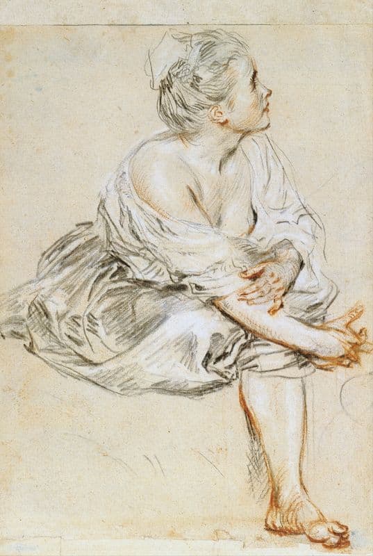 Seated Young Woman (1715-1717) as a canvas print
