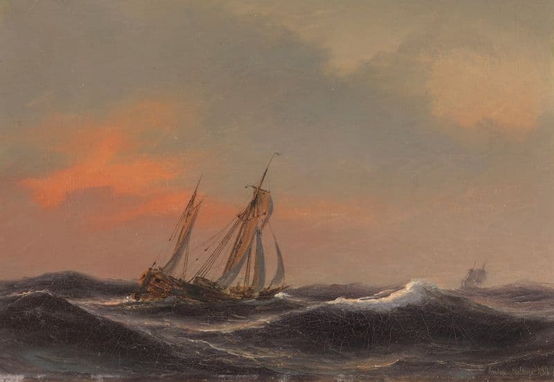 Segelschiff auf schwerer See as a canvas print