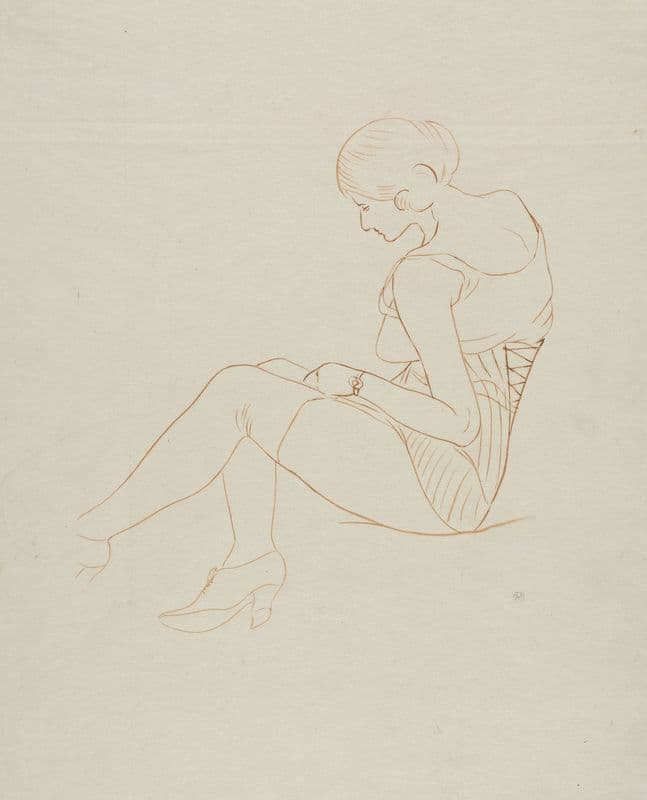 Semi-nude Woman, Seated (early 20th century) as a canvas print