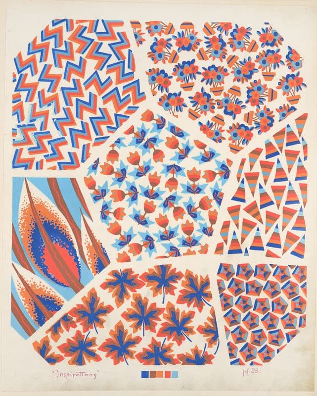 Seven compositions ; plant life and geometric as a canvas print