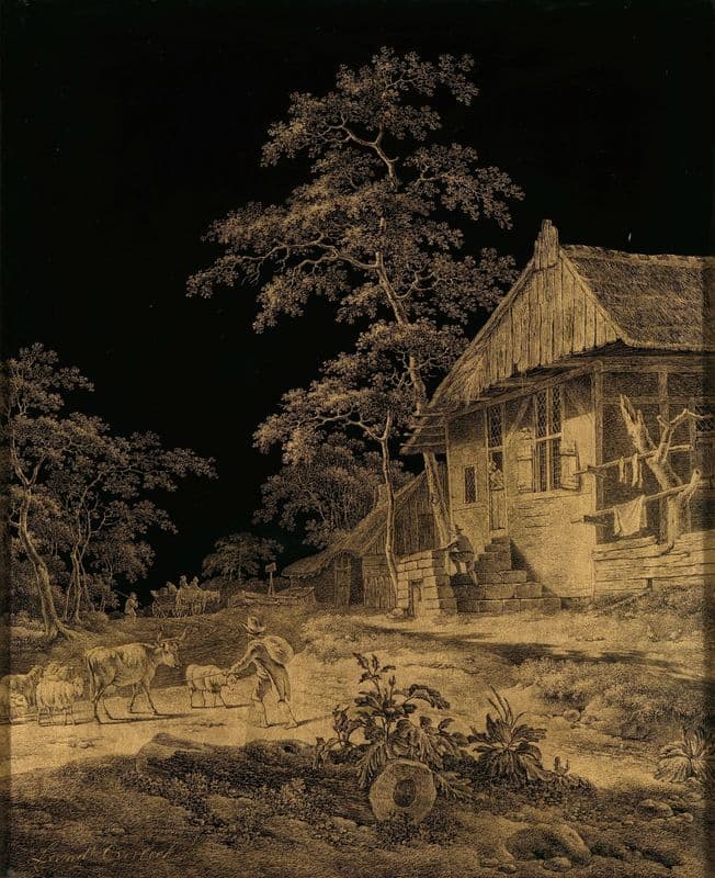 Shepherd at a Farmstead (1780 - 1815) as a canvas print