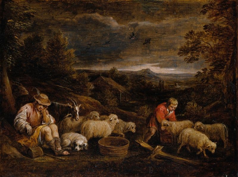 Shepherds and Sheep as a canvas print