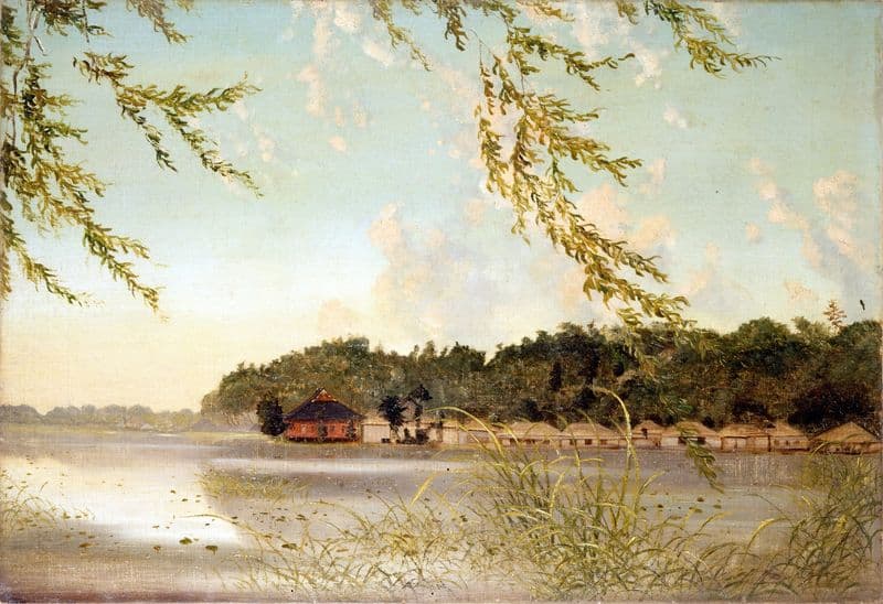 Shinobazu Pond (circa 1880) as a canvas print