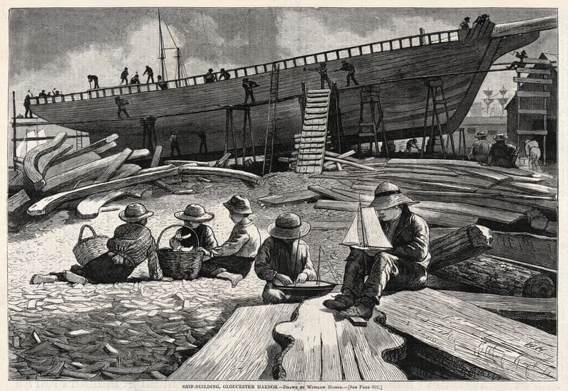 Ship-Building, Gloucester Harbor as a canvas print