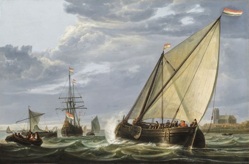 Shipping on the Maas, Dordrecht (early 1650s) as a canvas print