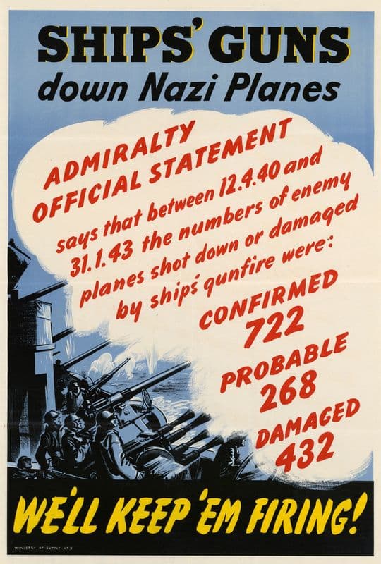 Ships’ Guns Down Nazi Planes as a canvas print