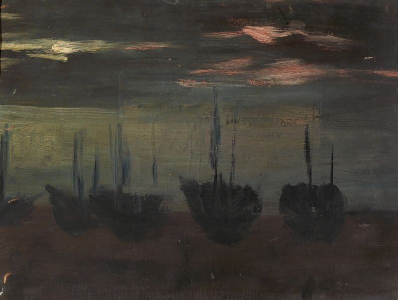 Ships in Moonlight as a canvas print