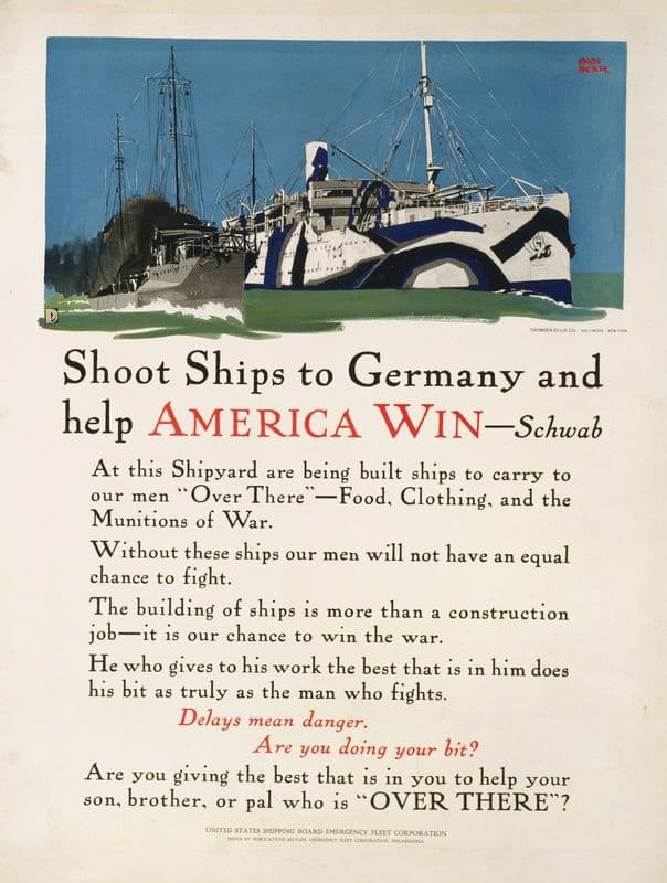 Shoot ships to Germany & help America win – Schwab as a canvas print
