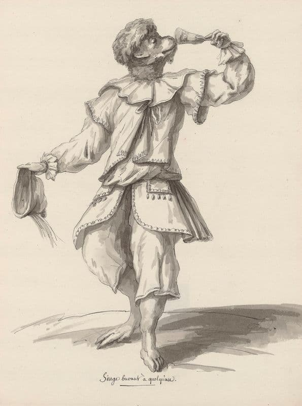 Singe buvant à quelqu’un (1777-1825) as a canvas print